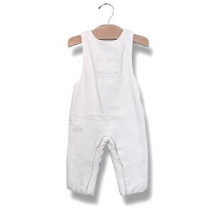 Jacadi Boys Overalls 12M White Corduroy Lined One Piece Cross Back Straps Fall